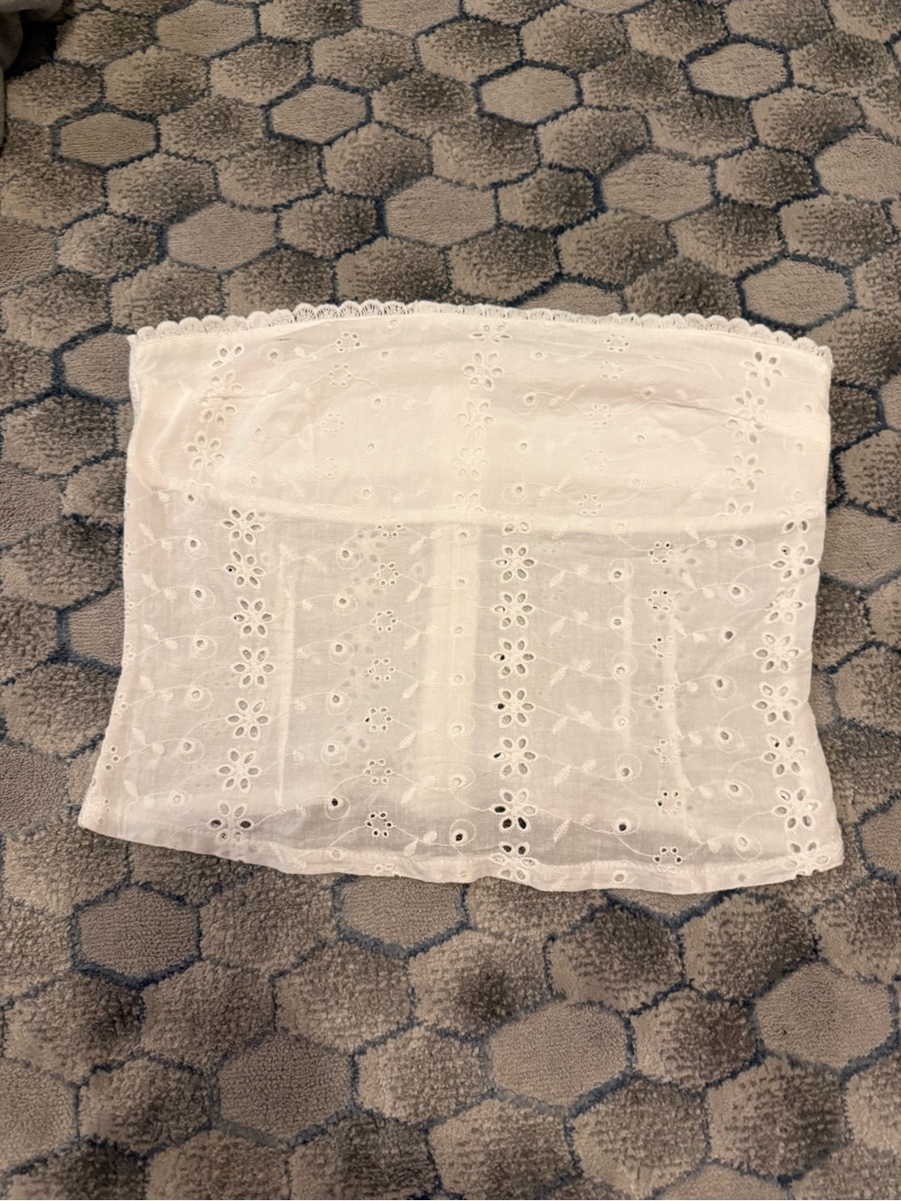 White Eyelet Strapless Tube Top